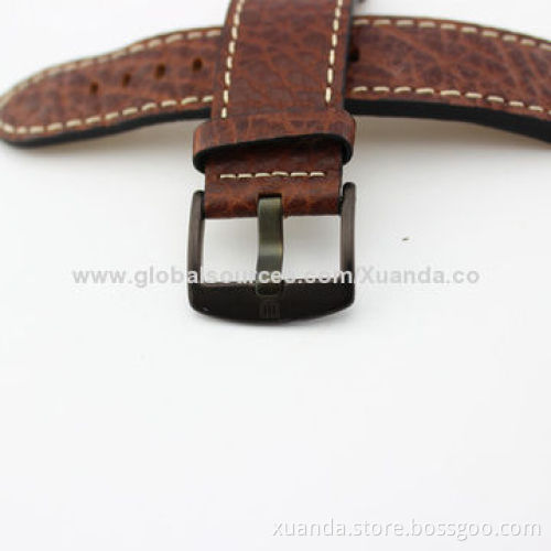 Good-quality cow leather strap watch bands for men, IPB stainless steel buckle, 100pcs MOQ
